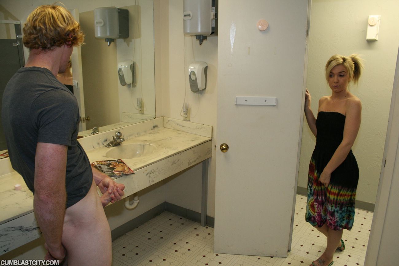 Ericka catches a boy jerking off in the school basement bathroom