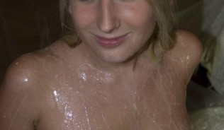 sexy blonde teen drenched in thick cum